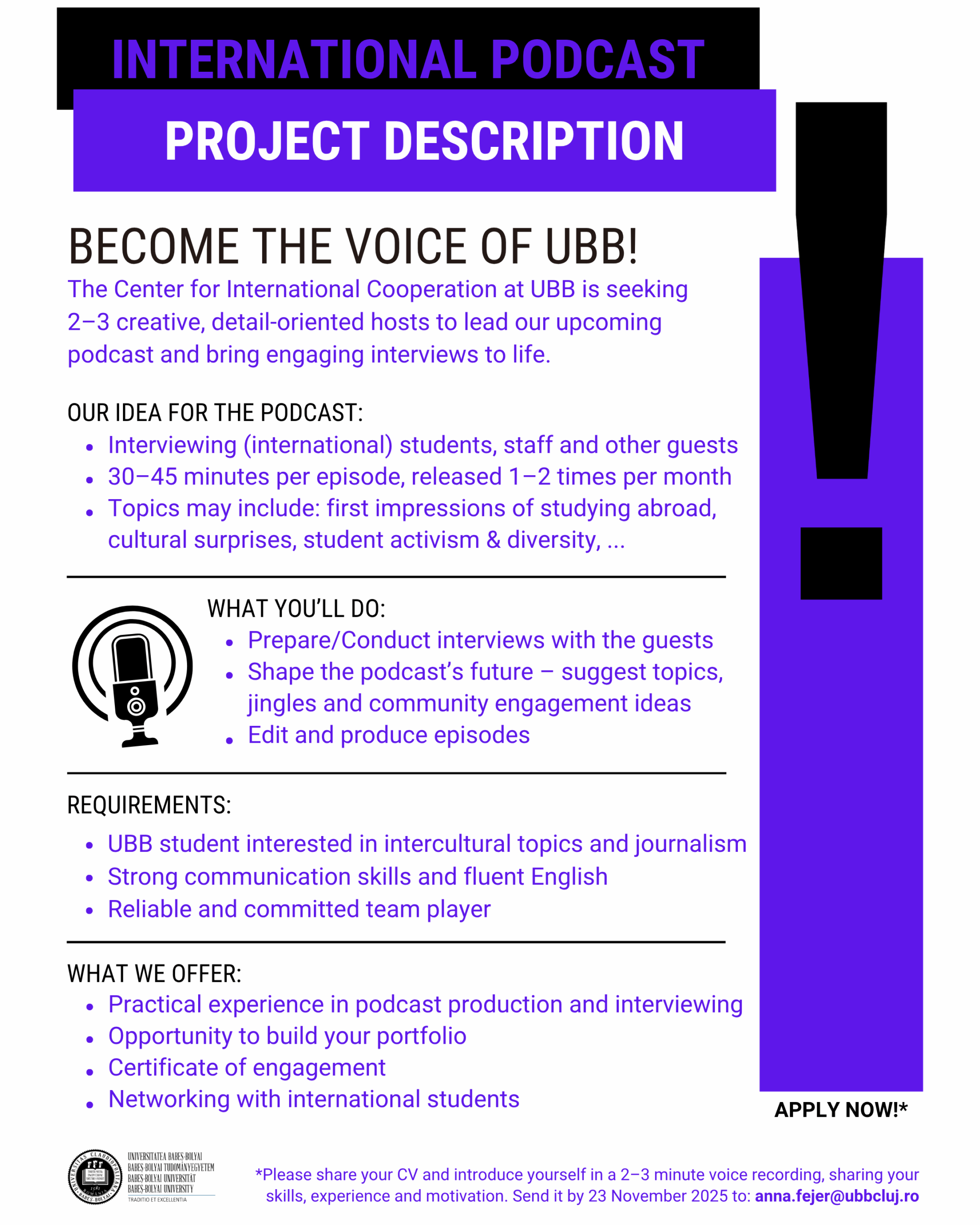 Become a Podcast Host at UBB! 🎙️