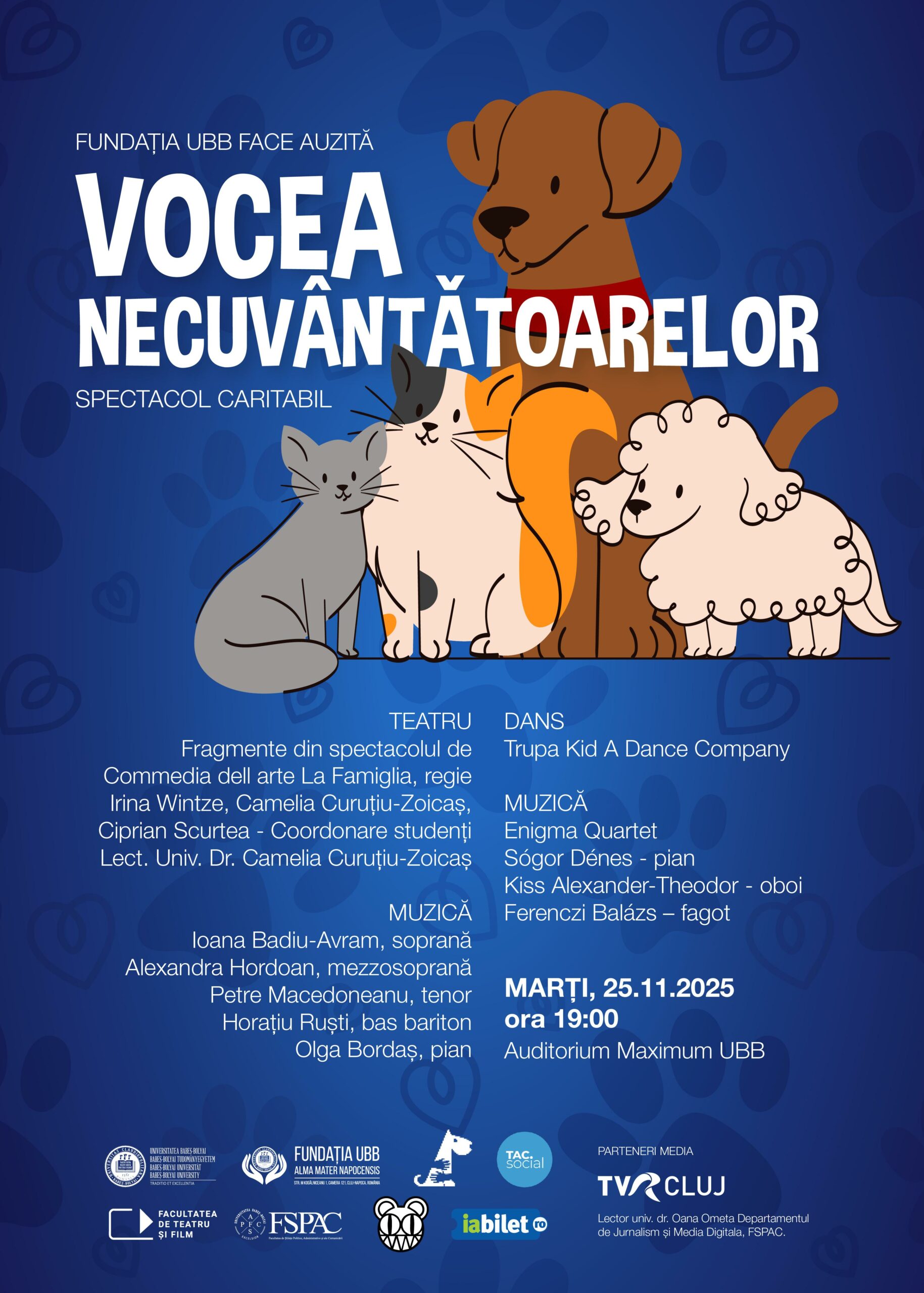 Spectacol caritabil organizat de Fundaţia UBB în cadrul campaniei „Vocea necuvântătoarelor”